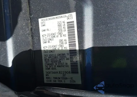 2023 Nissan Rogue S Intelligent Awd z USA, uszkodzony, nr VIN 5N1BT3ABXPC822908